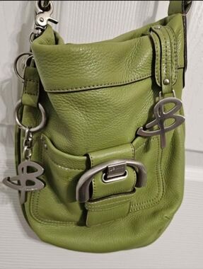 B. Makowsky Lime Green Pebble Leather Shoulder Bag Retail $285